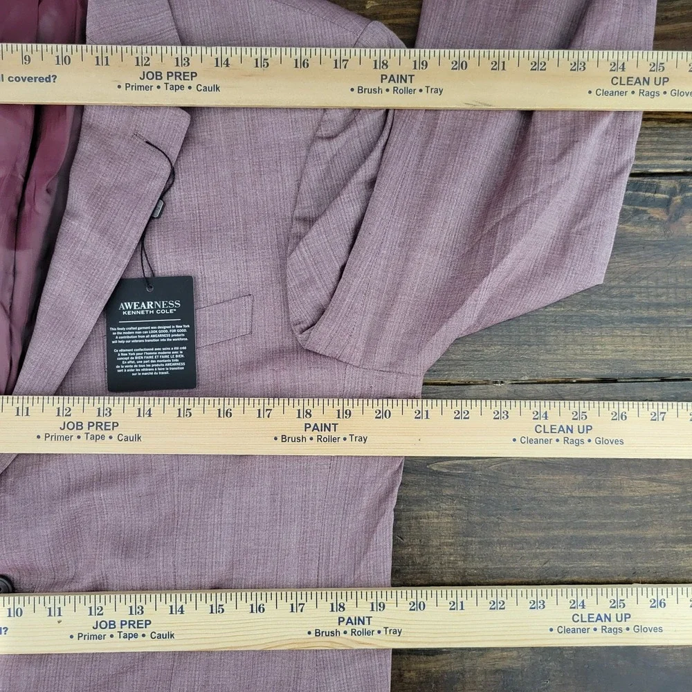 Kenneth Cole Awearness Mens Sport Coat Blazer Two Button Plum Wool Blend 40R NEW